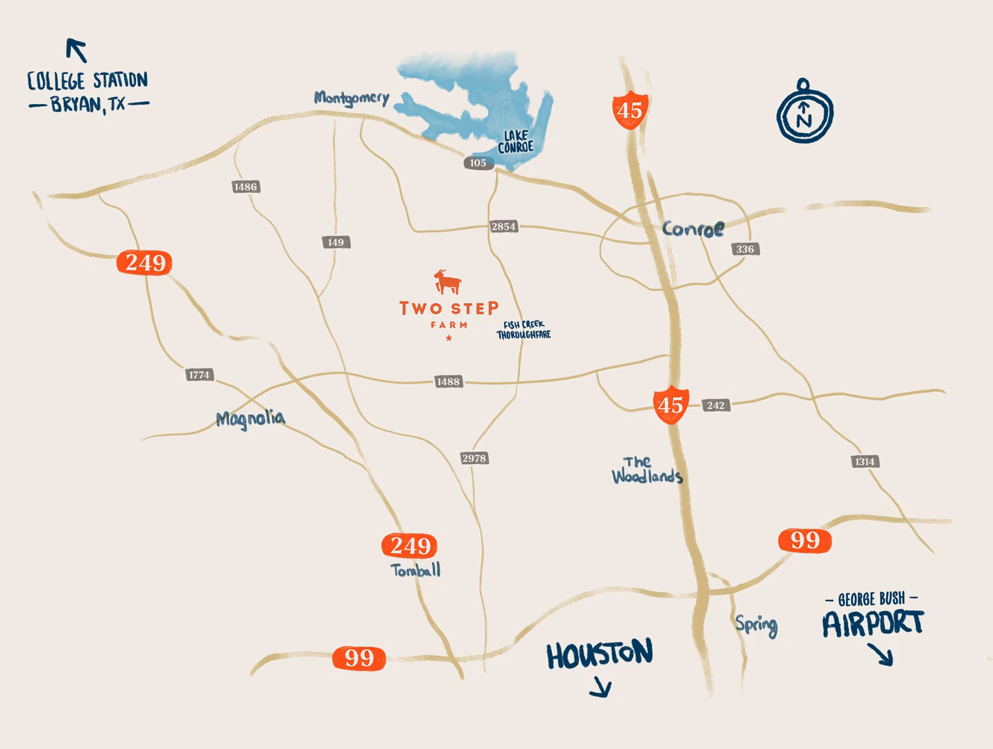 Illustrated map of the Two Step Farm location